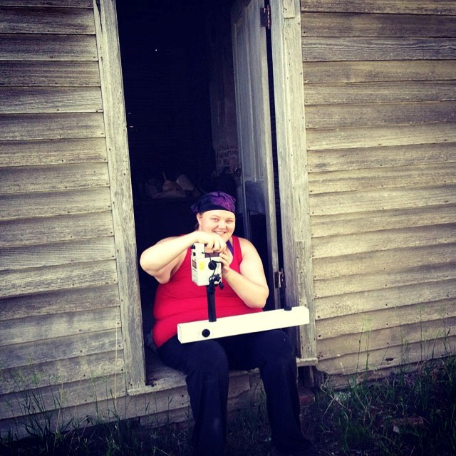UNL Graduate Student Erin Carr with an FM36 Fluxgate Gradiometer during fieldwork